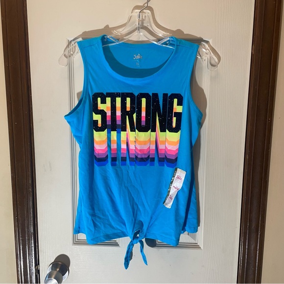 Justice Other - Justice Blue Tie Front Sleeveless Muscle Tee